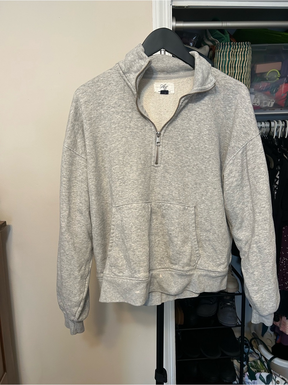 Light Gray Quarter-Zip womens Sweatshirt